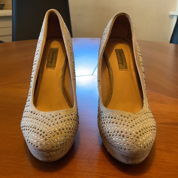 Olsenboye gray stilettos covered with rhinestones - Picture 3 of 10